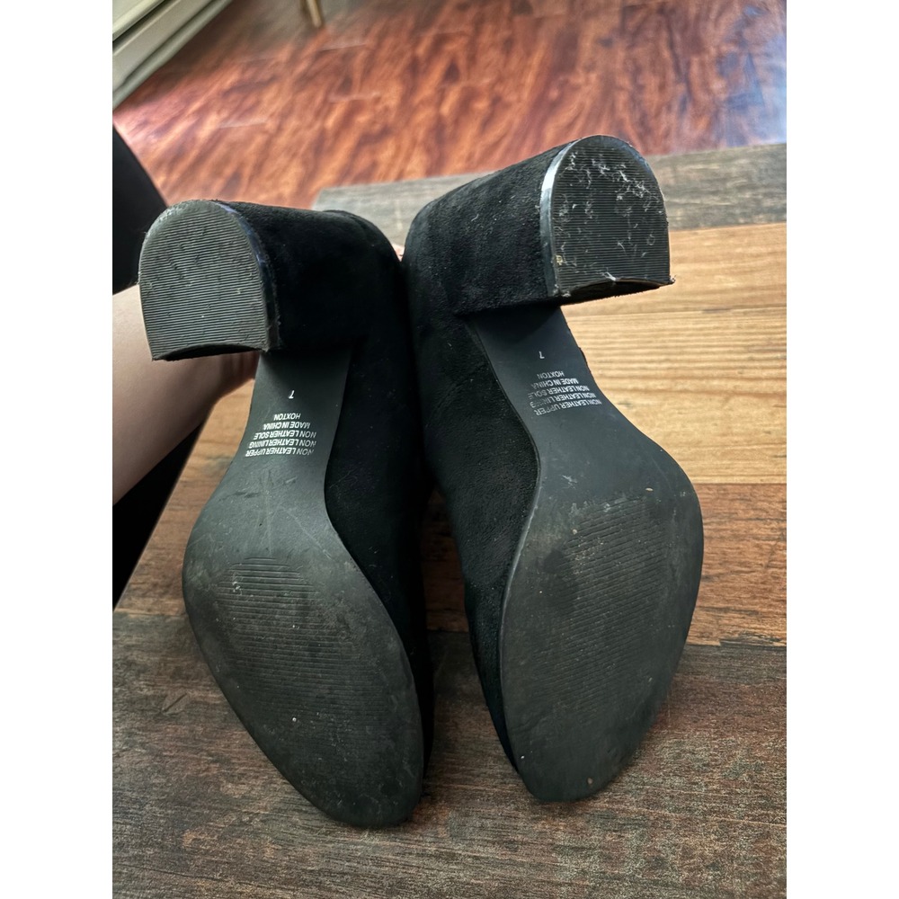 Therapy Hoxton Black Faux Suede Block‎ Heel Sock Ankle Boots Womens 7 - Picture 5 of 7